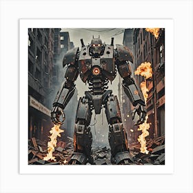 Giant Robot In A City Art Print