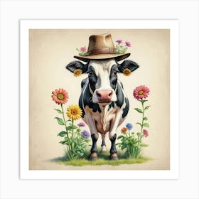 Cow In Hat 4 Art Print