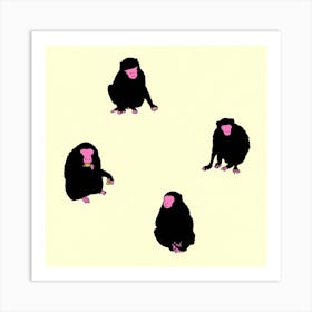 Four Monkeys Square Art Print