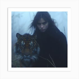 Tiger And The Woman Art Print