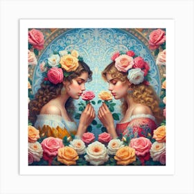 Twins Of Roses Art Print