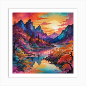 Sunset In The Mountains 2 Art Print