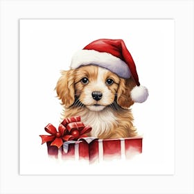 Santa Puppy Art Print