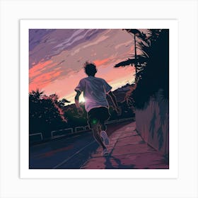 Runner At Sunset 1 Art Print