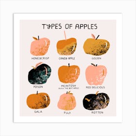 Types Of Apples Square Art Print