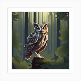 Owl In The Forest 19 Art Print