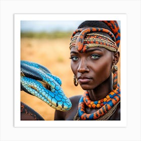 Ethiopian Woman With Snake 1 Art Print