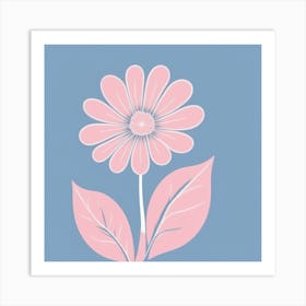 A White And Pink Flower In Minimalist Style Square Composition 675 Art Print