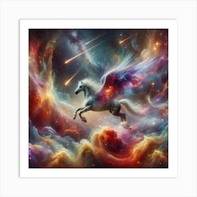 Unicorn Flying In Space Art Print