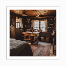 Cabin Bedroom Art Print