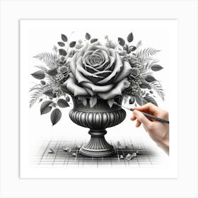 Black And White Roses 1 Art Print