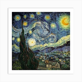 The Starry Night Vincent Van Gogh Art Print Pa Art Print