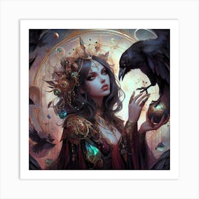 Crow And Maiden Art Print