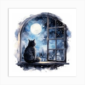 Cat Looking Out The Window 5 Art Print