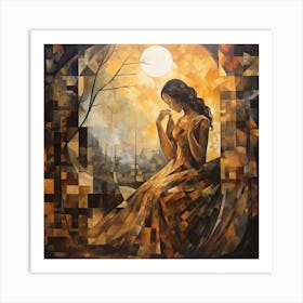 Woman In The Moonlight Art Print