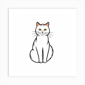 White Cat With Yellow Eyes 1 Art Print