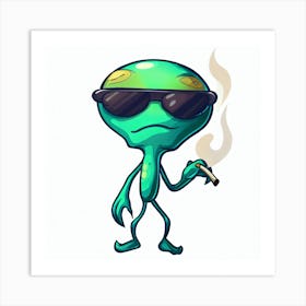 Alien Smoking A Cigarette Art Print