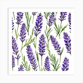 Lavender Watercolor Seamless Pattern Art Print