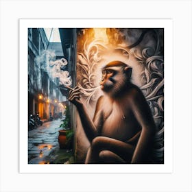 Monkey Smoking A Cigarette Art Print