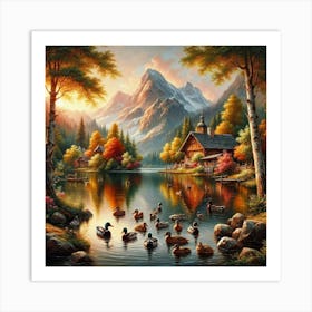 Autumn By The Lake Art Print