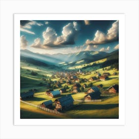 Village In The Mountains Art Print