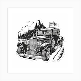 Drawing Of A Classic Sports Car 6 Art Print