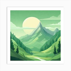 Misty mountains background in green tone 173 Art Print