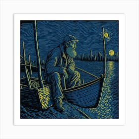 Man In A Boat 2 Art Print