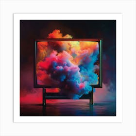 Tv With Colorful Smoke Art Print