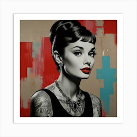 Audrey Hepburn with tattoos Art Print