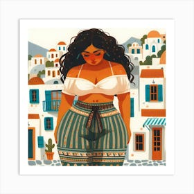 Greece, traveler girl Art Print