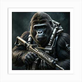 Gorilla In Action Art Print