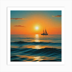 Sailboat At Sunset Art Print