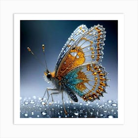 Butterfly With Raindrops Art Print