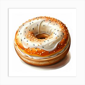 Bagel With Cream Cheese And Sesame Seeds Art Print