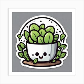 Kawaii Plant Sticker Art Print