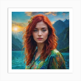 Girl With Red Hair Art Print