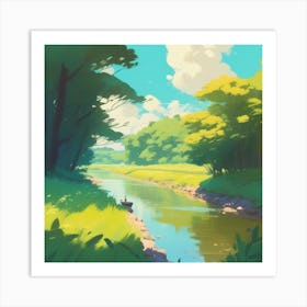 Sakura River Art Print