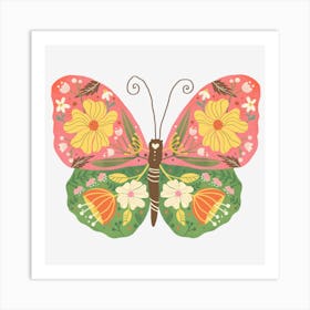 Hand drawn Floral Butterfly 3 Art Print