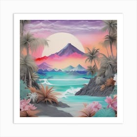 Sunset At The Beach Art Print