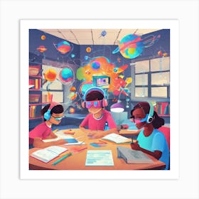 Illustration Of Kids Studying In A Classroom Art Print