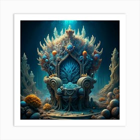 Underwater Throne Made Of Coral Art Print