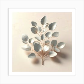 Silver eucalyptus branch, Vector art Art Print