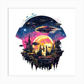 Space City.Generated AI. Wall Art Print 1 Poster