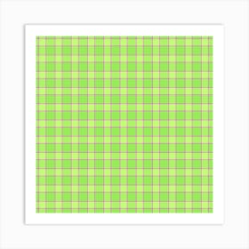 Green Gingham Fabric Art Print