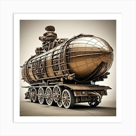 Steampunk Road Vehicle Cubism Style Art Print