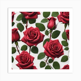 Red Roses Seamless Pattern 3 Art Print