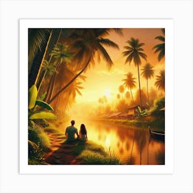 Sunset In Kerala Art Print