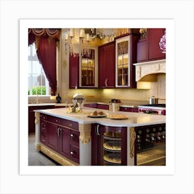 Burgundy Kitchen Art Print