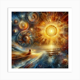 Sun Rising Over The Ocean Art Print